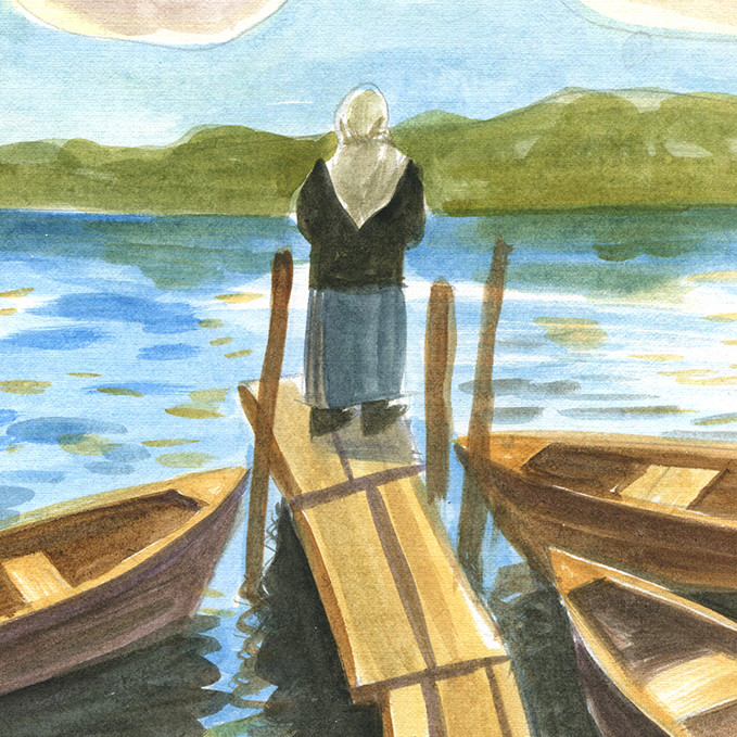 Прощание с Матёрой. Иллюстрация Лизы Бухаловой, 2018 г.